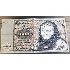Vintage Souvenir Tea Towel Deutsche Bank Note Dutch